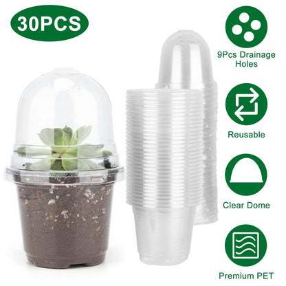 30-Pieces: Plant Nursery Pots PET Flower Seed Starting Pots Container with Dome Drainage Holes __stock:50 Garden & Patio refund_fee:1200