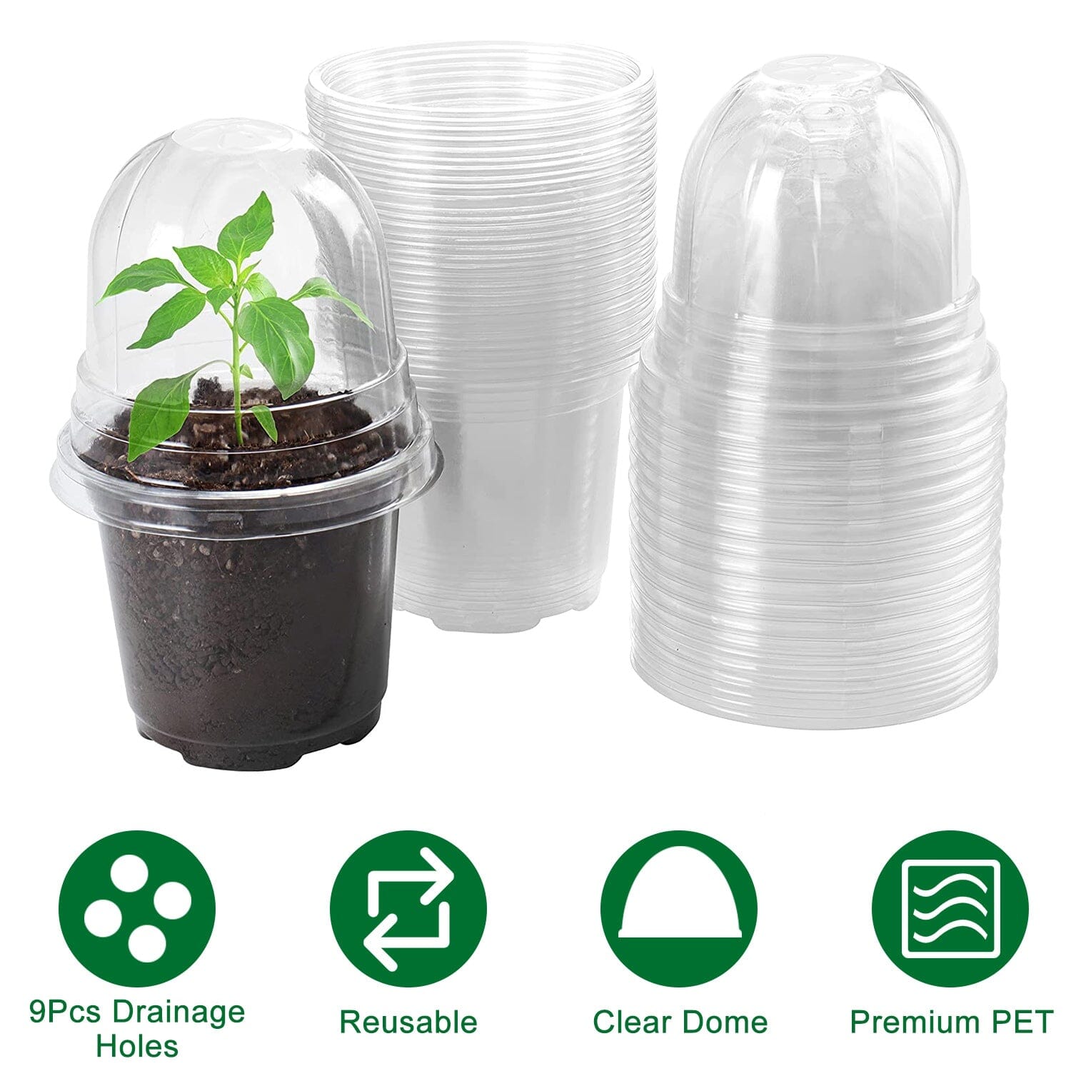 30-Pieces: Plant Nursery Pots PET Flower Seed Starting Pots Container with Dome Drainage Holes __stock:50 Garden & Patio refund_fee:1200