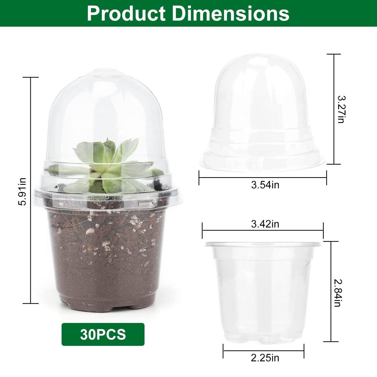 30-Pieces: Plant Nursery Pots PET Flower Seed Starting Pots Container with Dome Drainage Holes __stock:50 Garden & Patio refund_fee:1200