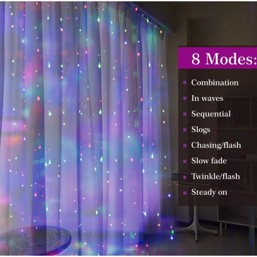 300 LED 8 Mode Indoor/Outdoor String Lights with Remote __stock:500 refund_fee:800 String & Fairy Lights Warranty