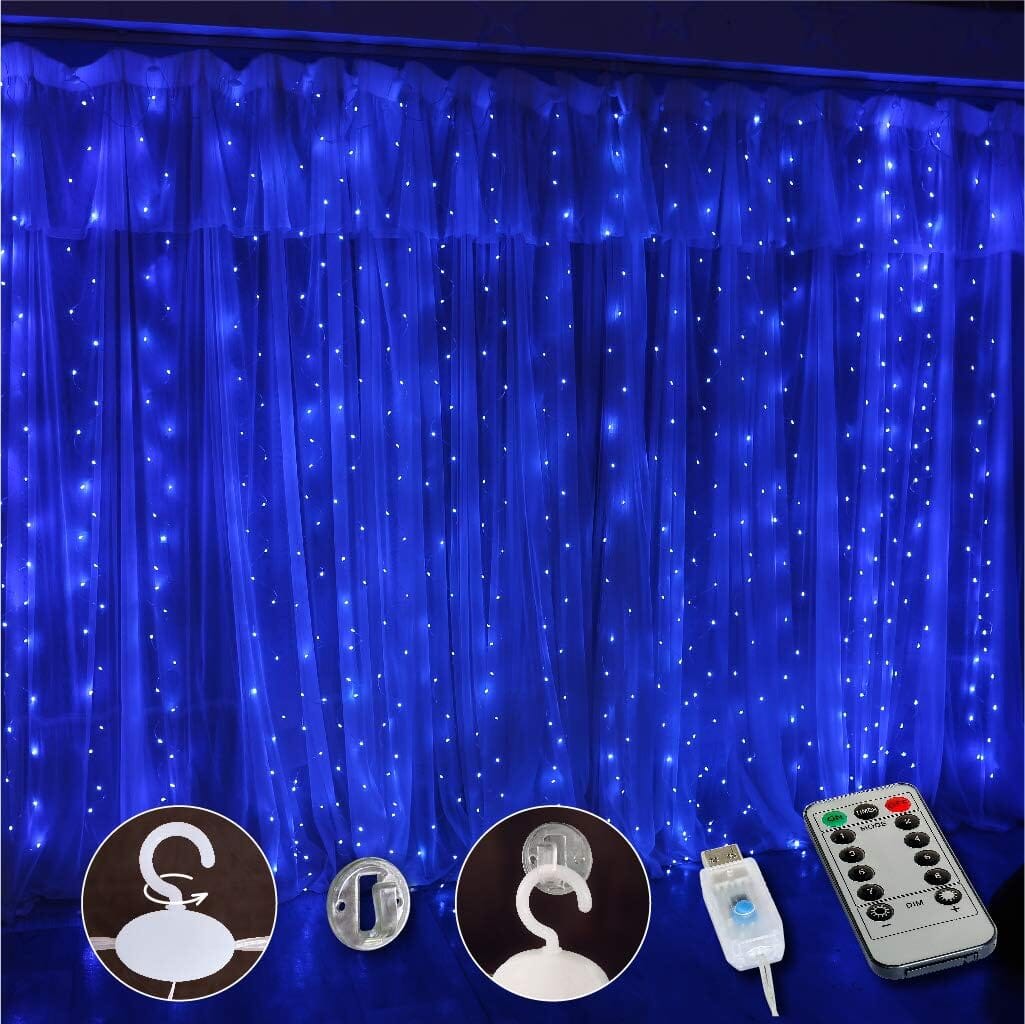 300 LED Curtain Fairy Lights Blue __stock:200 refund_fee:800 String & Fairy Lights Warranty