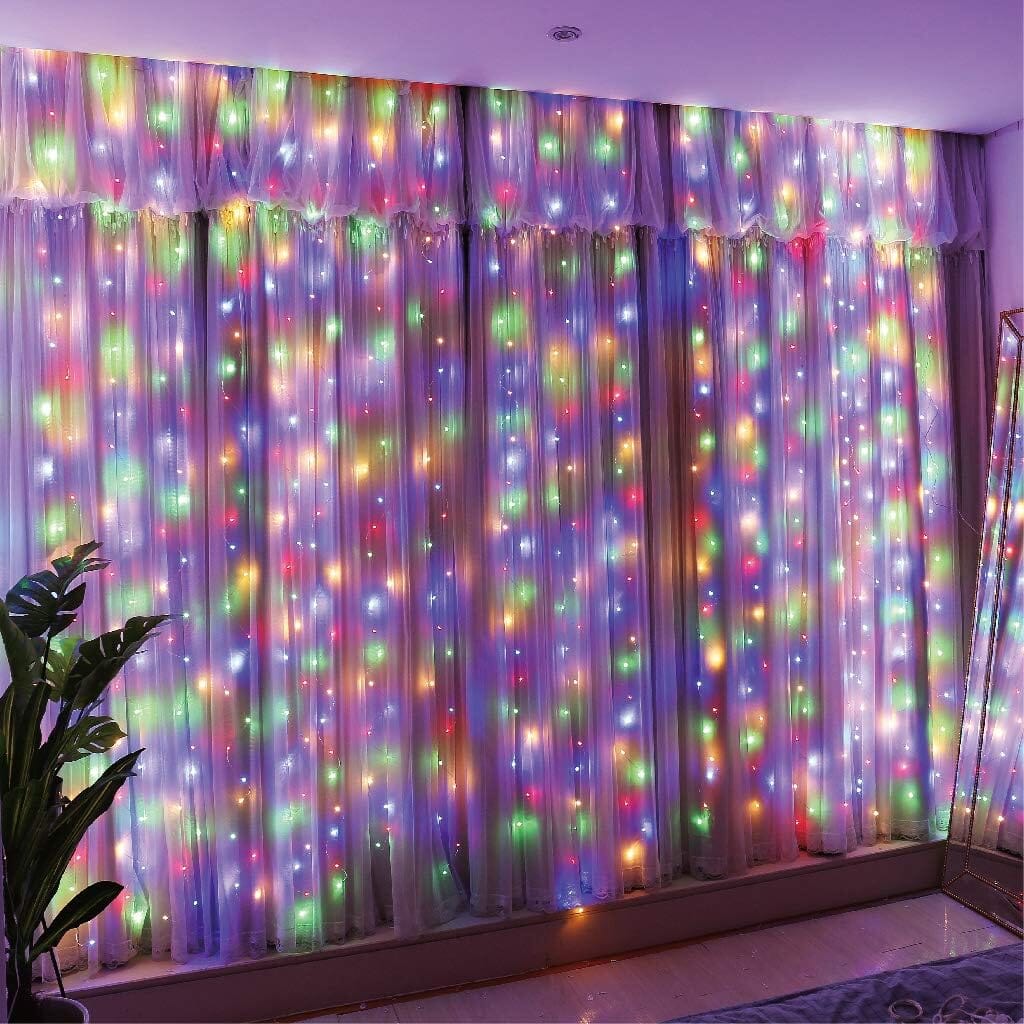 300 LED Curtain Fairy Lights Multicolor __stock:200 refund_fee:800 String & Fairy Lights Warranty