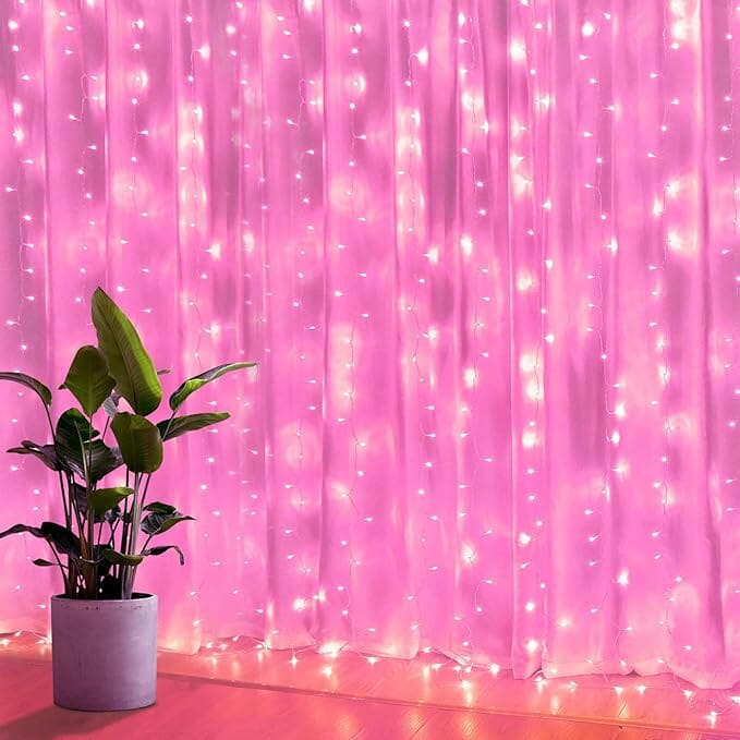 300 LED Curtain Fairy Lights Pink __stock:200 refund_fee:800 String & Fairy Lights Warranty