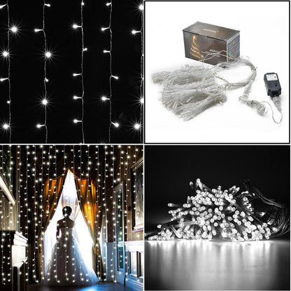 300 LED Curtain Light Safety Voltage Operated - 8 Lighting Modes Holiday refund_fee:1200 String & Fairy Lights Warranty