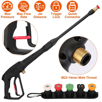 3000PSI Pressure Washer Gun Car Foam Sprayer with Jet Wand 5 Nozzle Tips M22-14 Connector __stock:50 Garden & Patio Low stock refund_fee:1200