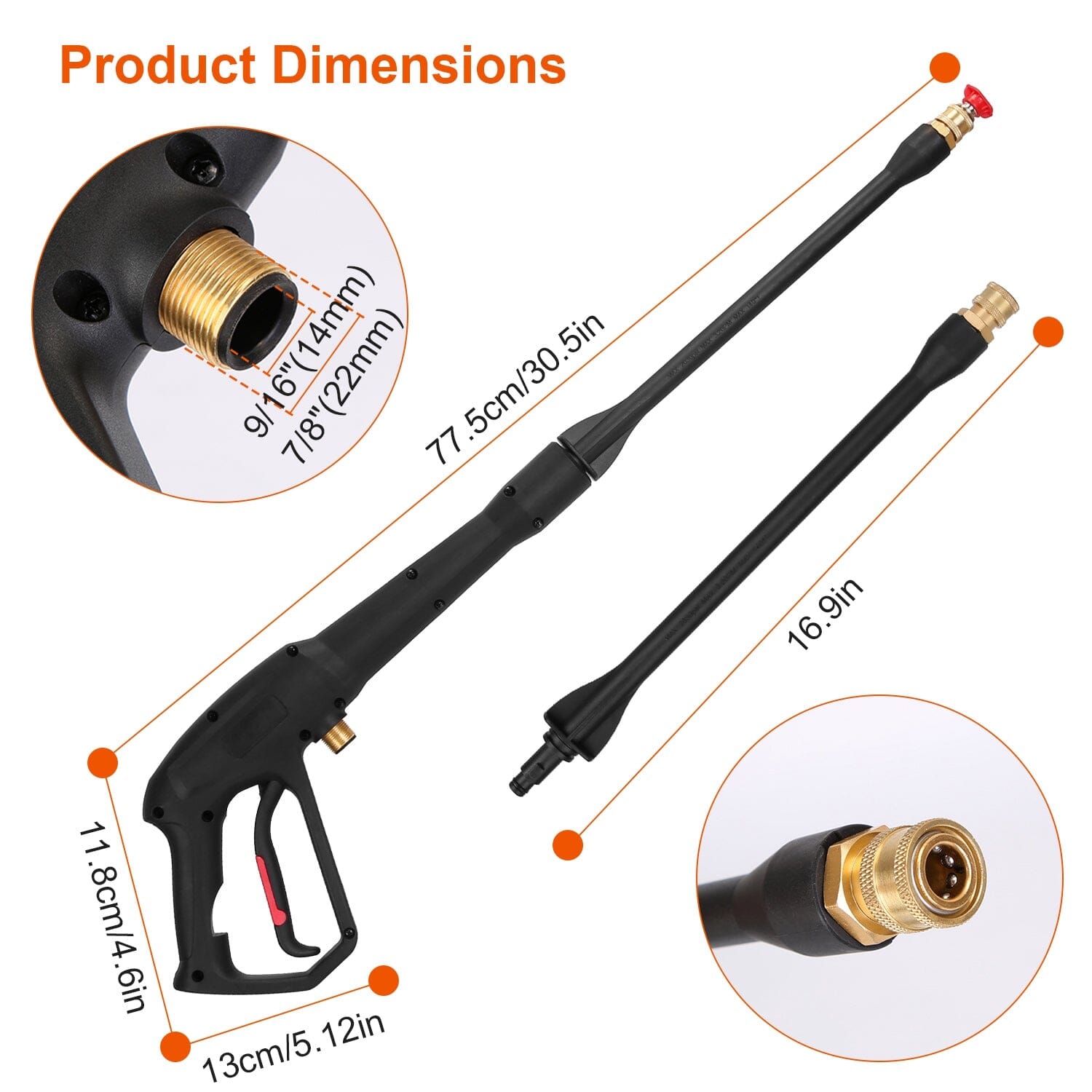 3000PSI Pressure Washer Gun Car Foam Sprayer with Jet Wand 5 Nozzle Tips M22-14 Connector __stock:50 Garden & Patio Low stock refund_fee:1200