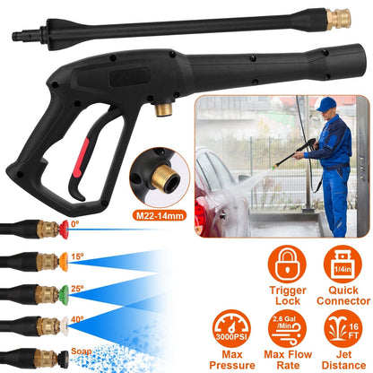 3000PSI Pressure Washer Gun Car Foam Sprayer with Jet Wand 5 Nozzle Tips M22-14 Connector __stock:50 Garden & Patio Low stock refund_fee:1200