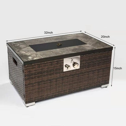 32" Outdoor Rattan Propane Gas Fire Table with Tile Tabletop __stock:200 Garden & Patio refund_fee:3800