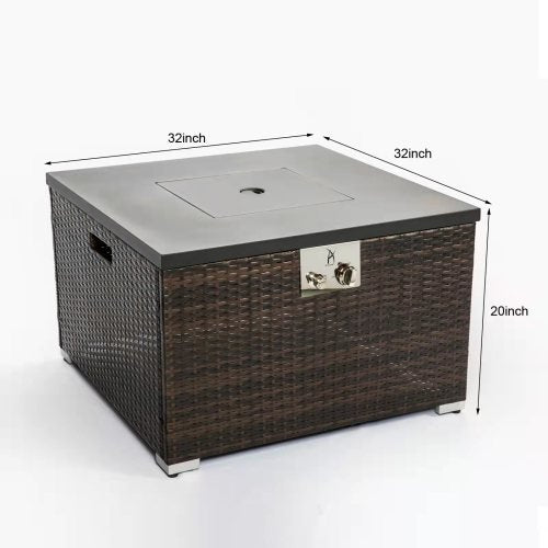 32" Outdoor Rattan Propane Gas Fire Table with Tile Tabletop __stock:200 Garden & Patio refund_fee:3800