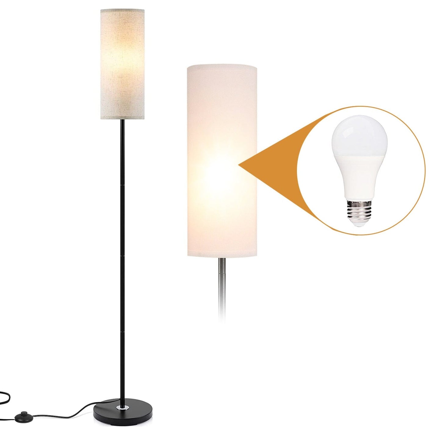 3200K Warm Yellow Light Modern Standing Lamp with Foot Switch 6W Bulb __stock:50 Indoor Lighting refund_fee:1800 Warranty