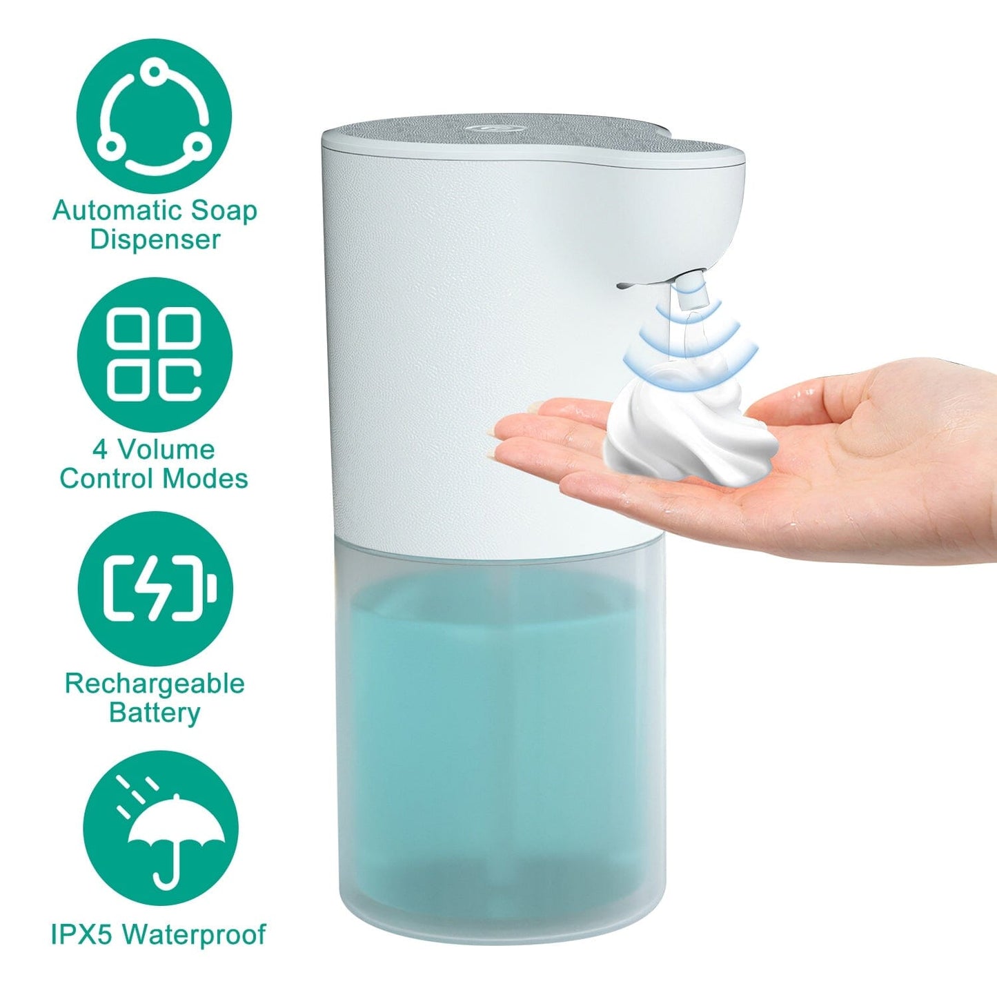 350ml Automatic Foam Soap Dispenser Rechargeable Touchless __stock:50 Bath Low stock refund_fee:1200 Warranty