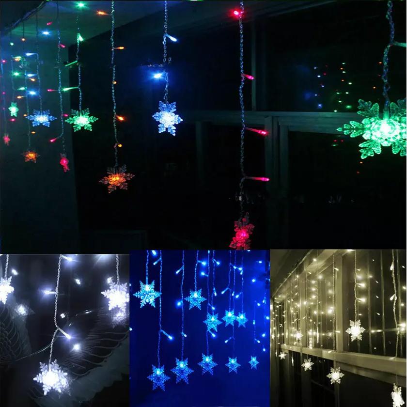 3.5M 96LED Snowflake String Curtain Lights __stock:100 refund_fee:800 String & Fairy Lights Warranty