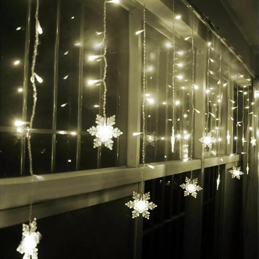 3.5M 96LED Snowflake String Curtain Lights Warm White __stock:100 refund_fee:800 String & Fairy Lights Warranty