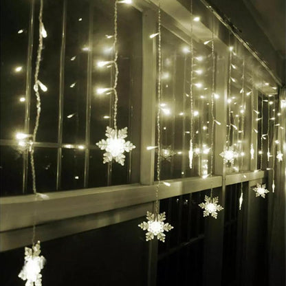 3.5M 96LED Snowflake String Curtain Lights Warm White __stock:100 refund_fee:800 String & Fairy Lights Warranty