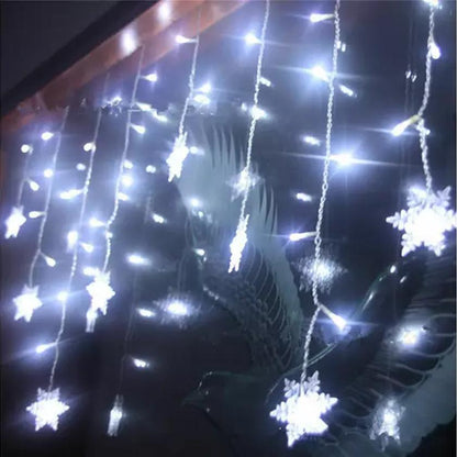 3.5M 96LED Snowflake String Curtain Lights White __stock:100 refund_fee:800 String & Fairy Lights Warranty