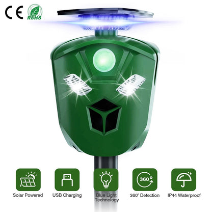 360° Electric Solar Powered Ultrasonic Repeller with Motion Sensor LED Flashing Lights __stock:50 Pest Control refund_fee:1800 Warranty