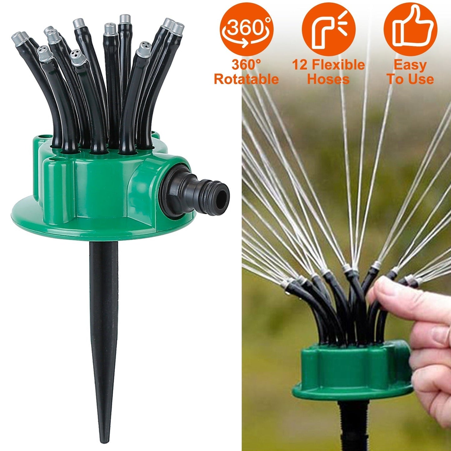 360° Flexible Lawn Sprinkler Automatic 12 Tubes Garden Water Irrigation Sprayers __stock:50 Garden & Patio refund_fee:1200