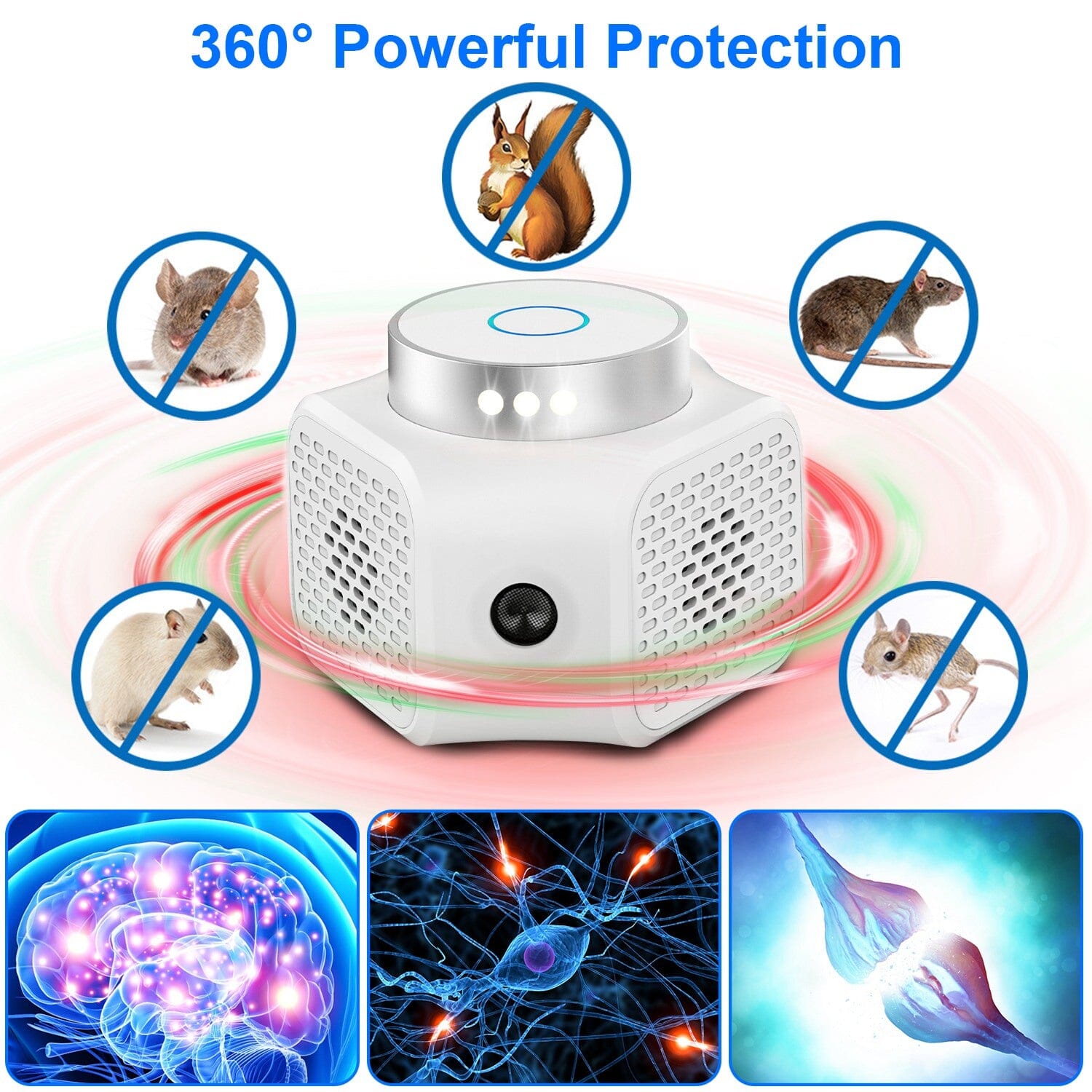 360° Ultrasonic Rodent Chaser Electronic Plug-in Mouse Control __stock:50 Pest Control refund_fee:1200 Warranty