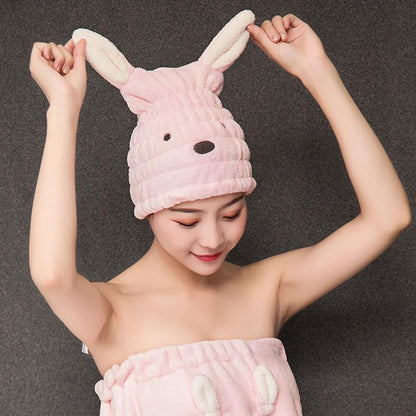 Super absorbent rabbit ear dry hair cap bathroom beauty