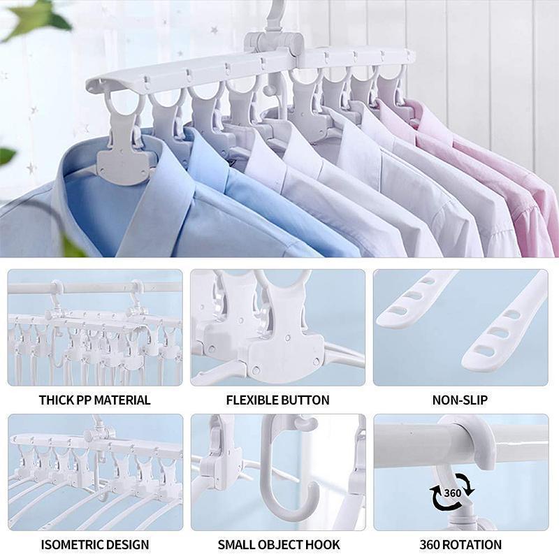 8 In 1 Multifunctional Folding Hanger For Space Saving Closet & Storage storage