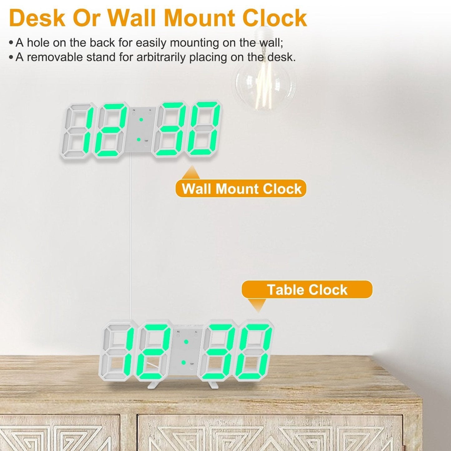 3D LED Digital Wall Clock __stock:50 Household Appliances Low stock refund_fee:1200 show-color-swatches Warranty