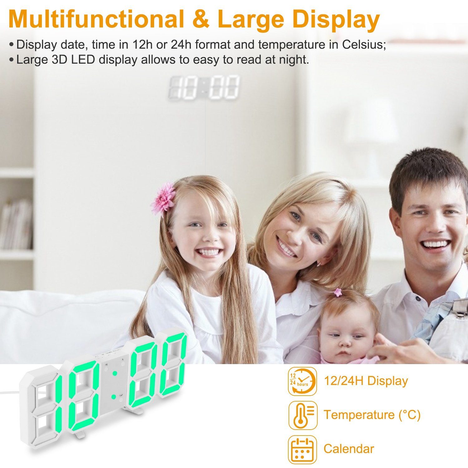 3D LED Digital Wall Clock __stock:50 Household Appliances Low stock refund_fee:1200 show-color-swatches Warranty