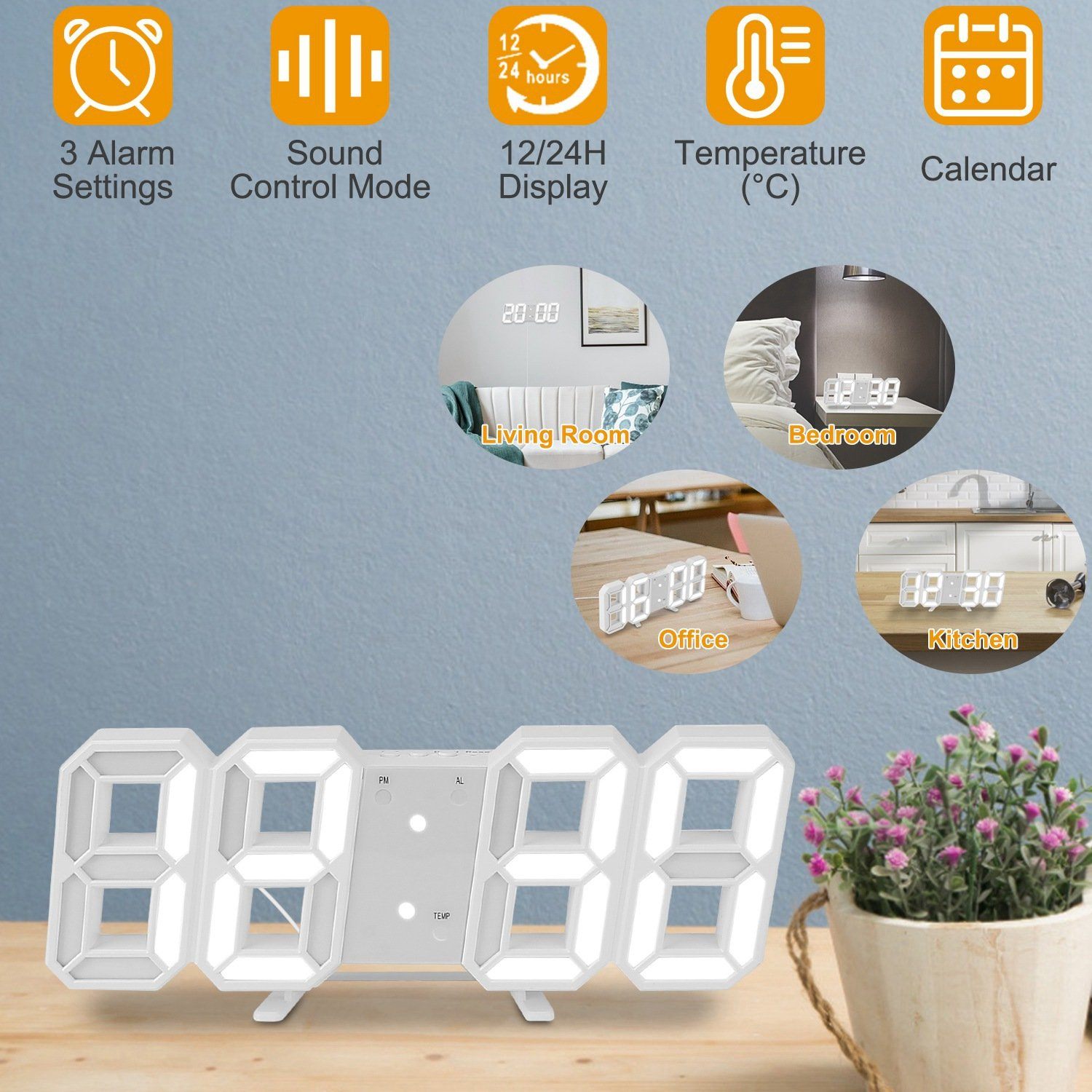 3D LED Digital Wall Clock __stock:50 Household Appliances Low stock refund_fee:1200 show-color-swatches Warranty