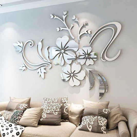 3D Mirror Flower Removable Wall Sticker __stock:100 Furniture and Décor refund_fee:800