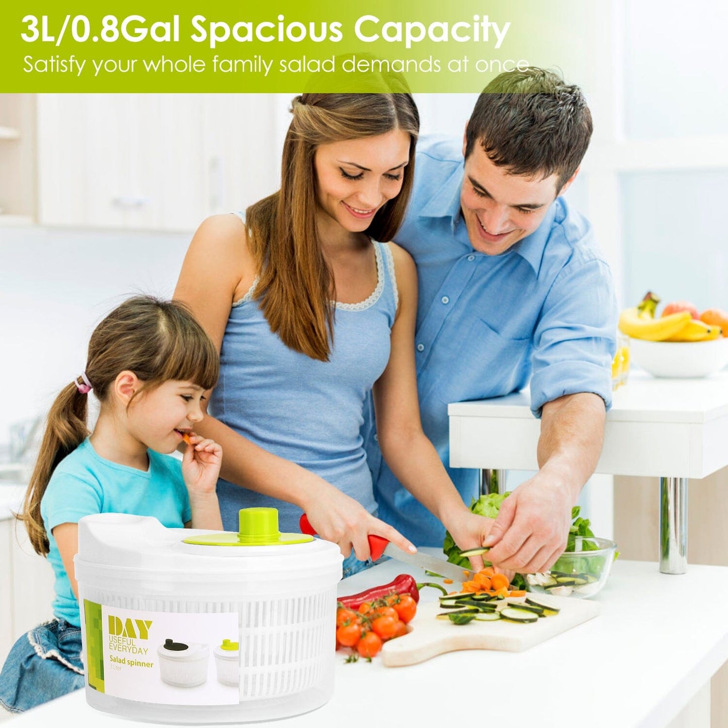 3L/0.8Gal Salad Spinner Washer with Lid __stock:50 Kitchen & Dining Low stock refund_fee:1200