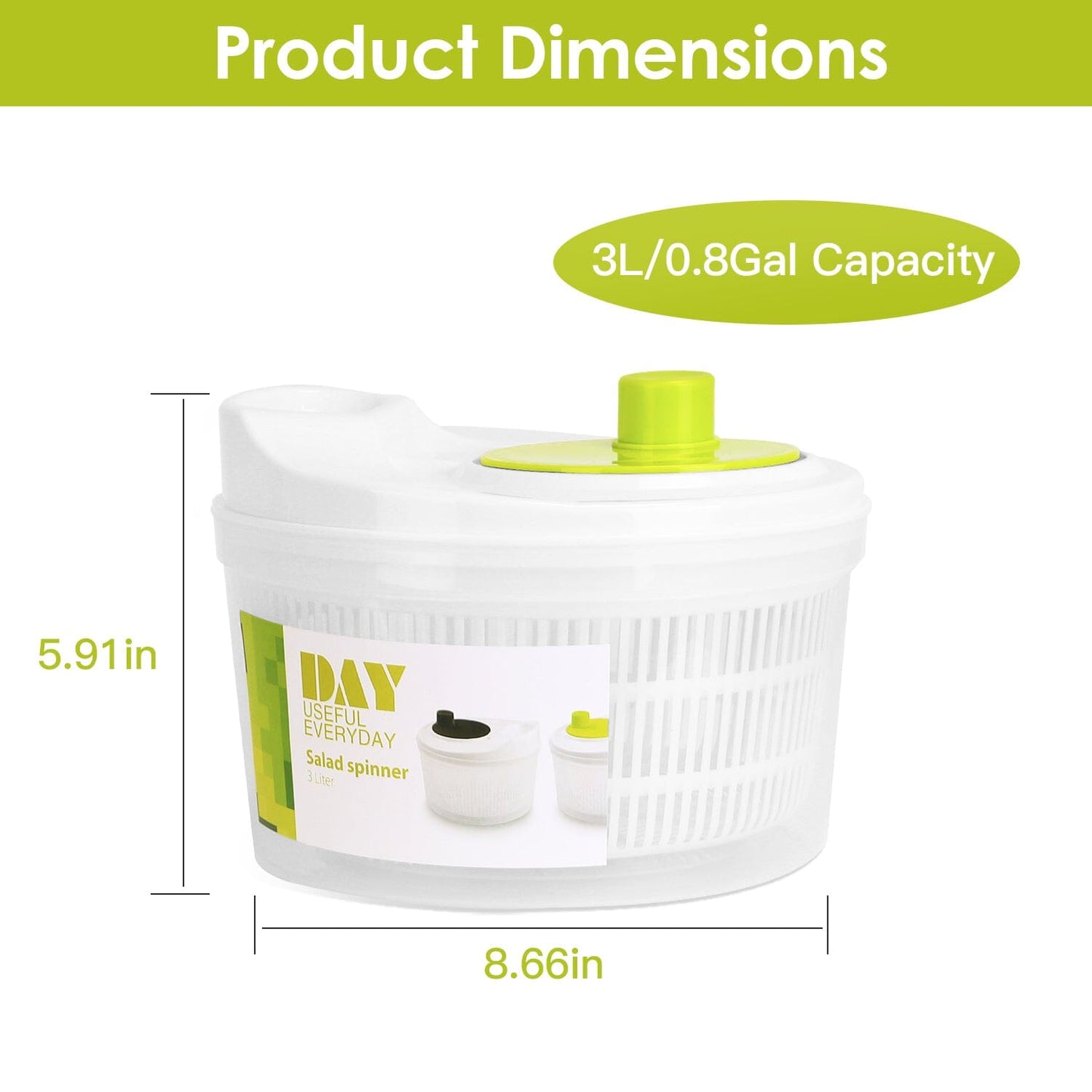 3L/0.8Gal Salad Spinner Washer with Lid __stock:50 Kitchen & Dining Low stock refund_fee:1200