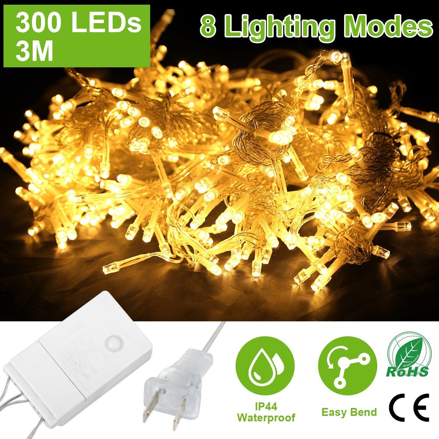 3M 300 LEDs String Curtain Light with Remote refund_fee:1200 String & Fairy Lights Warranty