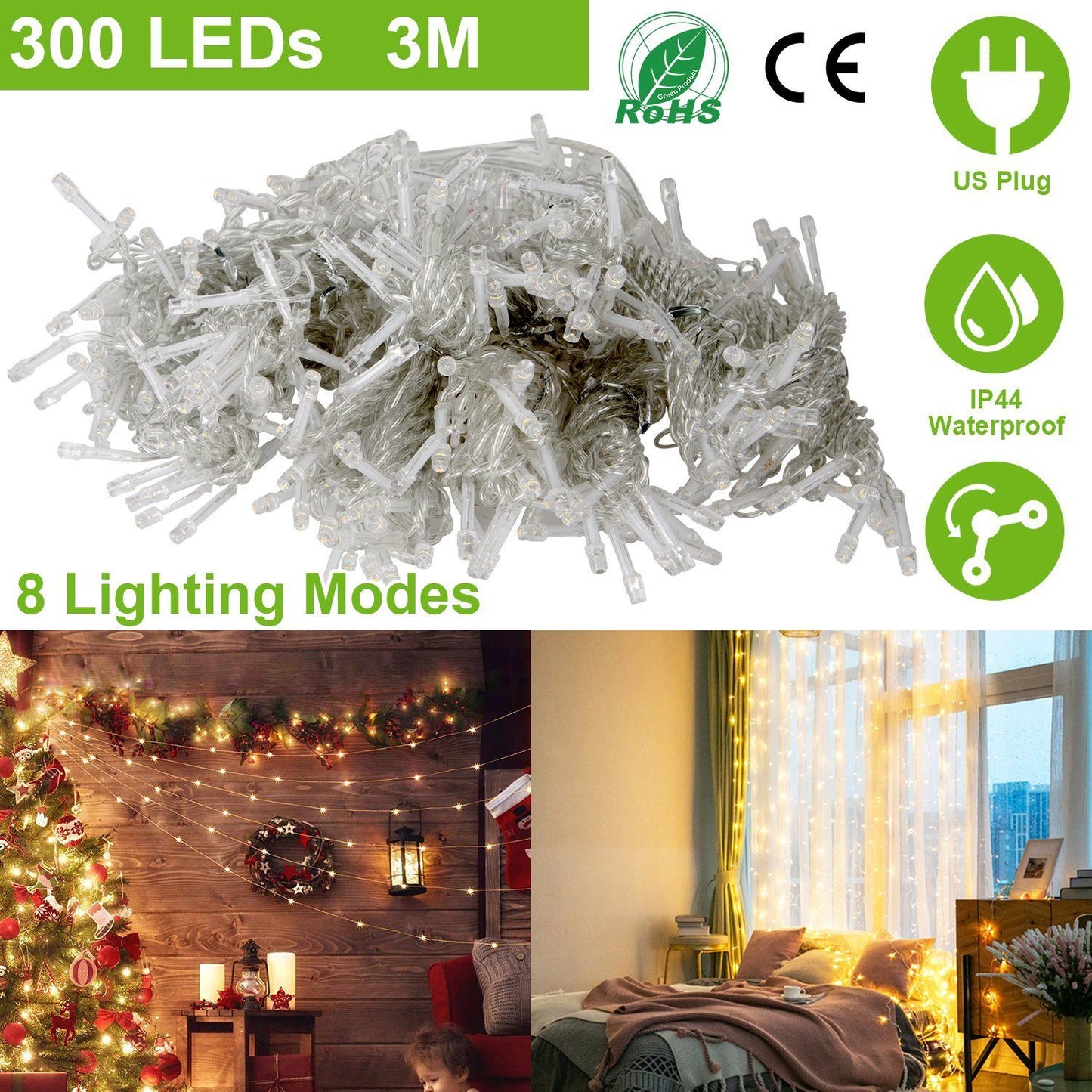 3M 300 LEDs String Curtain Light with Remote refund_fee:1200 String & Fairy Lights Warranty