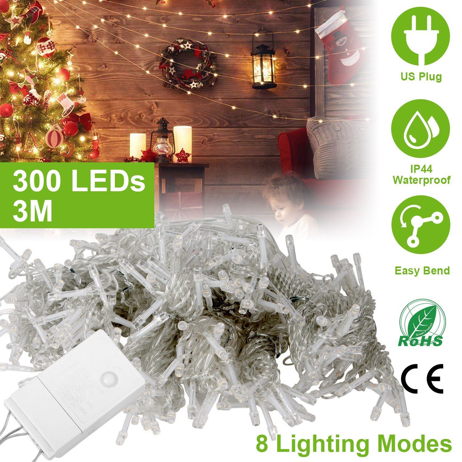 3M 300 LEDs String Curtain Light with Remote refund_fee:1200 String & Fairy Lights Warranty