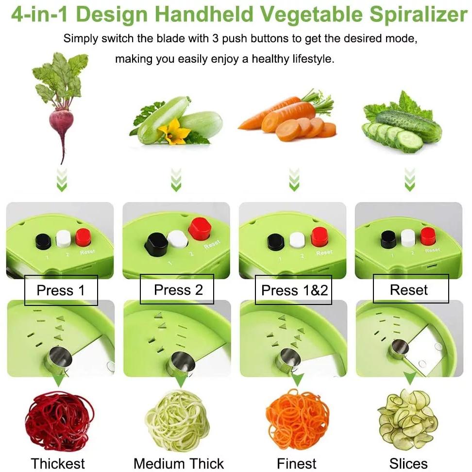 4-in-1 Fruit Vegetable Slicer Adjustable Spiral Grater Kitchen & Dining refund_fee:800