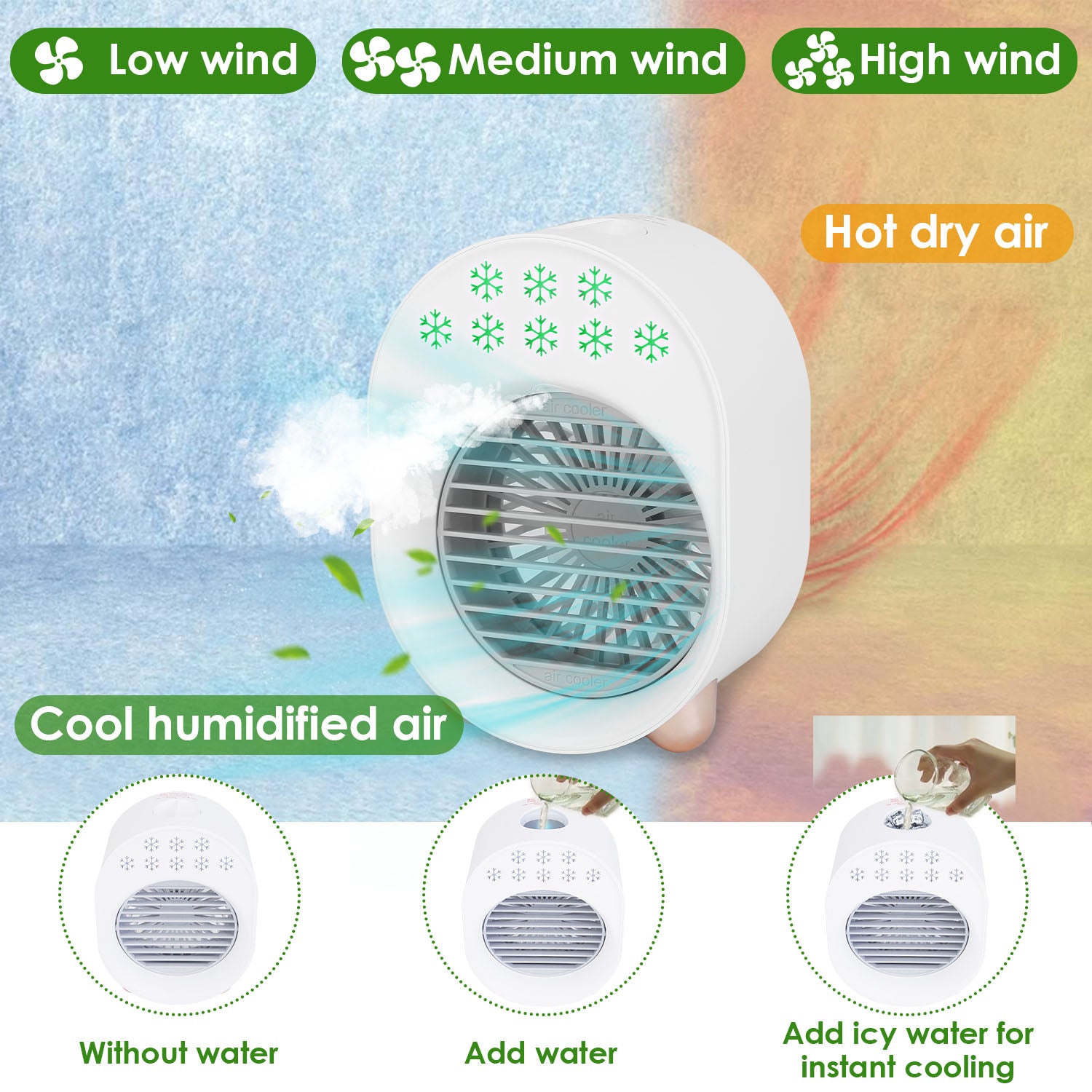 4-in-1 Portable Mini Desktop Water Mist Cooling Air Conditioner __stock:50 Household Appliances refund_fee:1200 Warranty