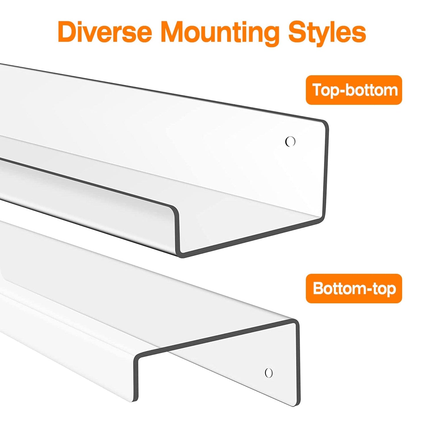 4-Pack: 15 inches Clear Acrylic Floating Shelves with 2 Mounting Ways __stock:50 Closet & Storage Low stock refund_fee:1200