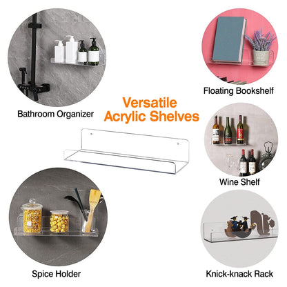 4-Pack: 15 inches Clear Acrylic Floating Shelves with 2 Mounting Ways __stock:50 Closet & Storage Low stock refund_fee:1200