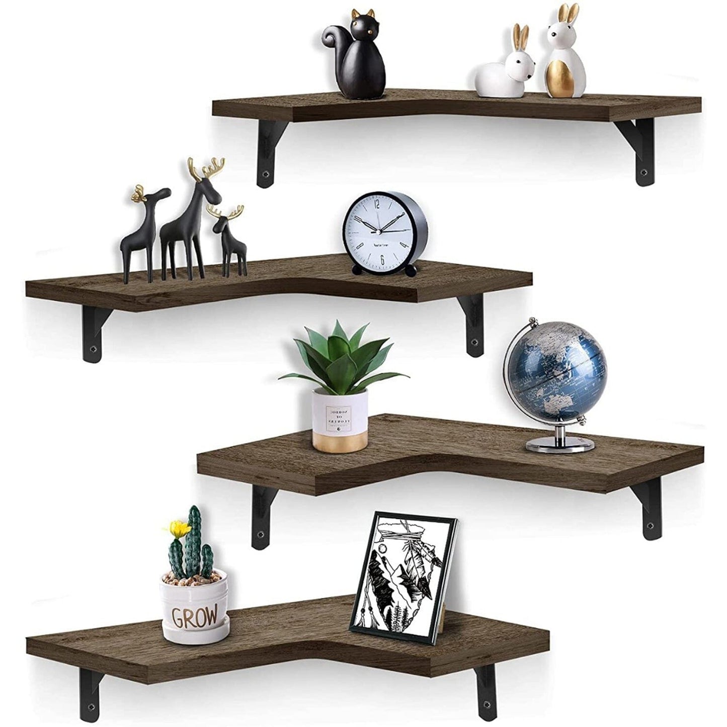 4-Pack: Corner Floating Shelf Wall Mount Display Storage __stock:50 Closet & Storage refund_fee:1200