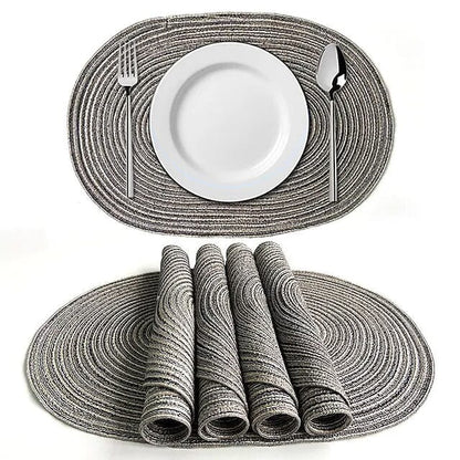 4-Pack: Cotton Oval Dining Mat Gray __stock:200 Kitchen & Dining refund_fee:1200