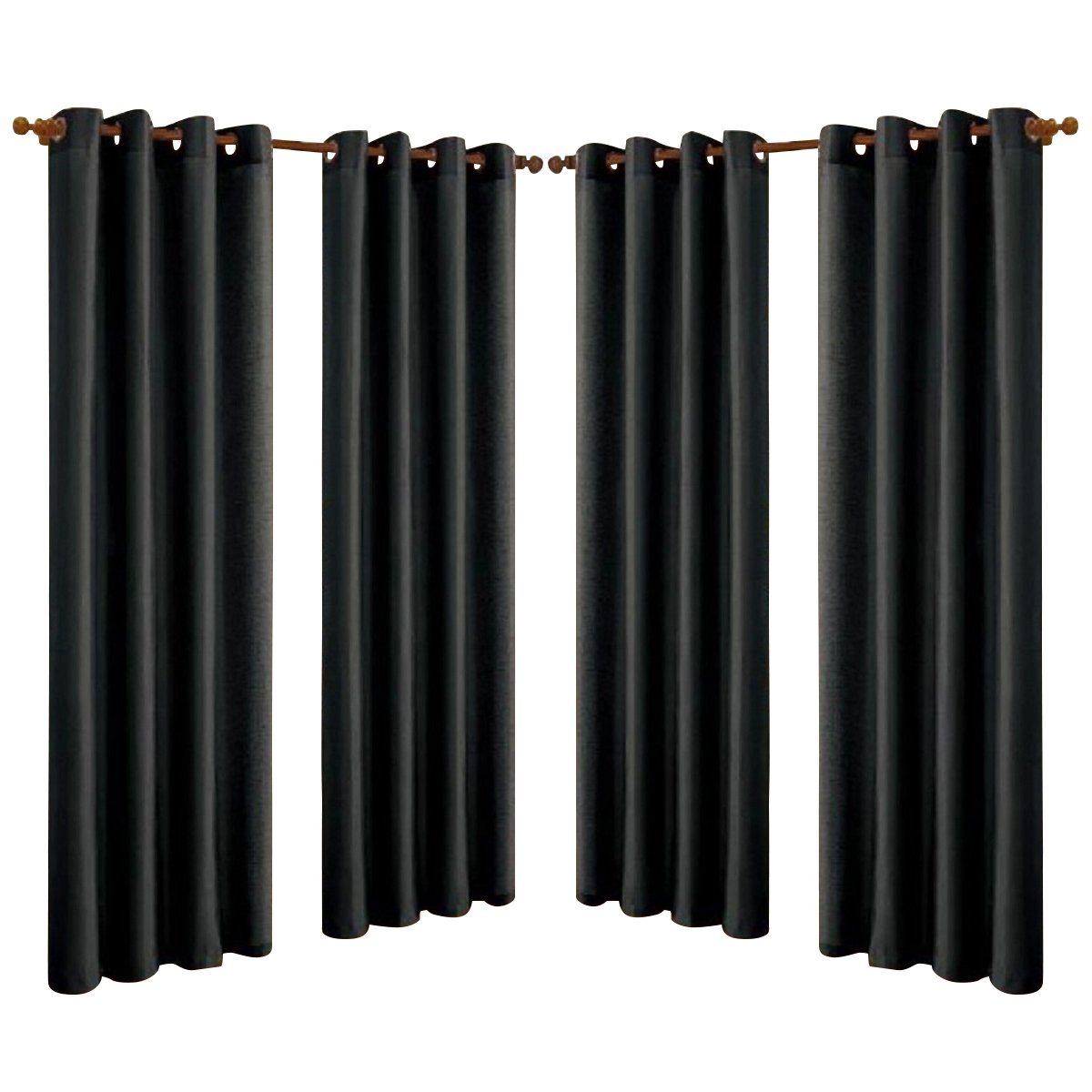 4-Pack: Faux-Silk Grommet Panels with Grommets Black __stock:150 Furniture and Décor refund_fee:1800