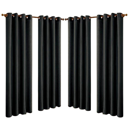 4-Pack: Faux-Silk Grommet Panels with Grommets Black __stock:150 Furniture and Décor refund_fee:1800