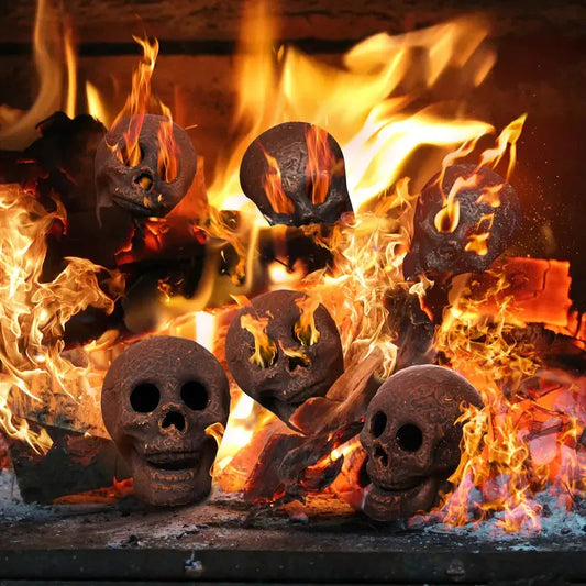 4-Pack: Halloween Fire Pit Skull Ceramic Props __stock:200 Holiday Decor & Apparel refund_fee:1200