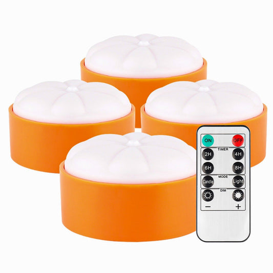 4-Pack: Halloween LED Pumpkin Lights Battery Operated with 2 Light Modes 4 Timer Setting __stock:50 Holiday Decor & Apparel refund_fee:1200 Warranty