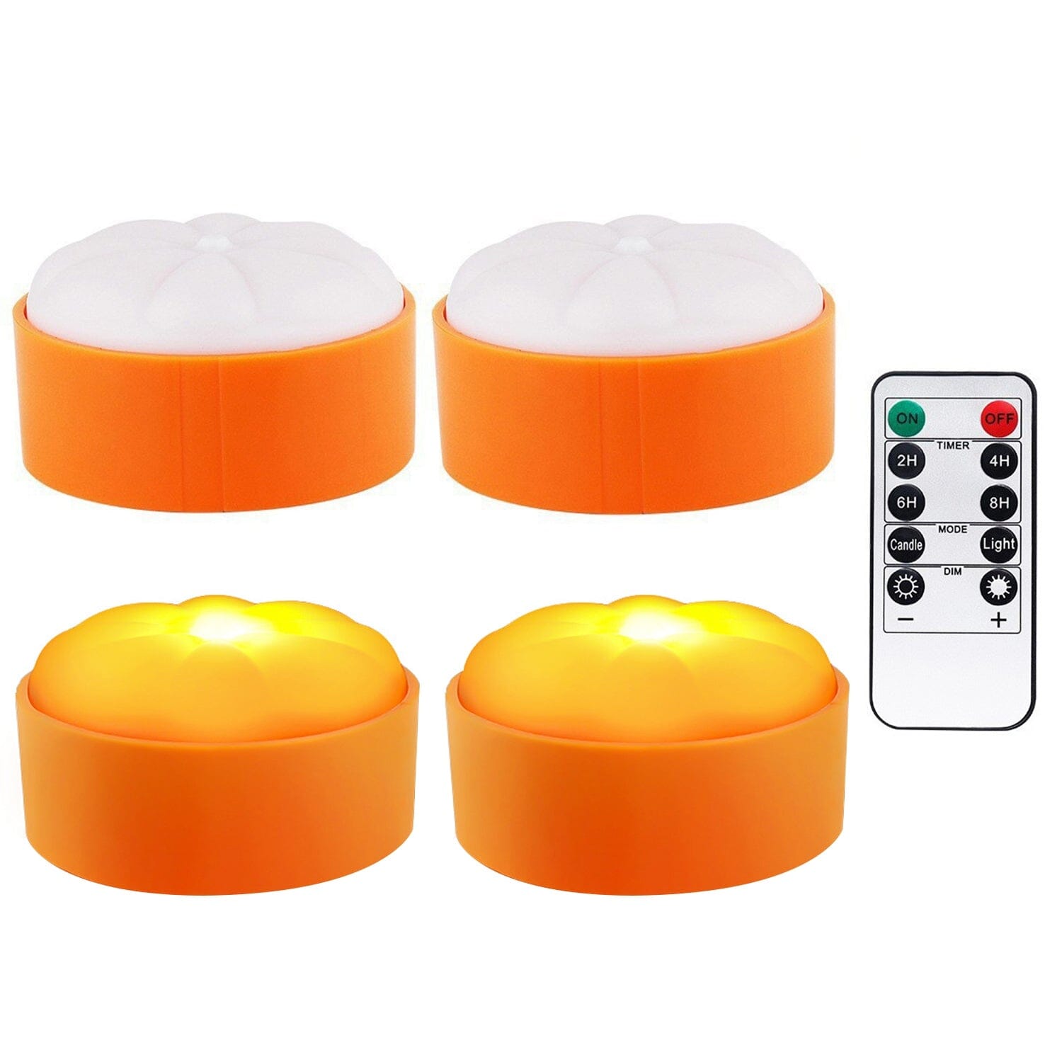 4-Pack: Halloween LED Pumpkin Lights Battery Operated with 2 Light Modes 4 Timer Setting __stock:50 Holiday Decor & Apparel refund_fee:1200 Warranty