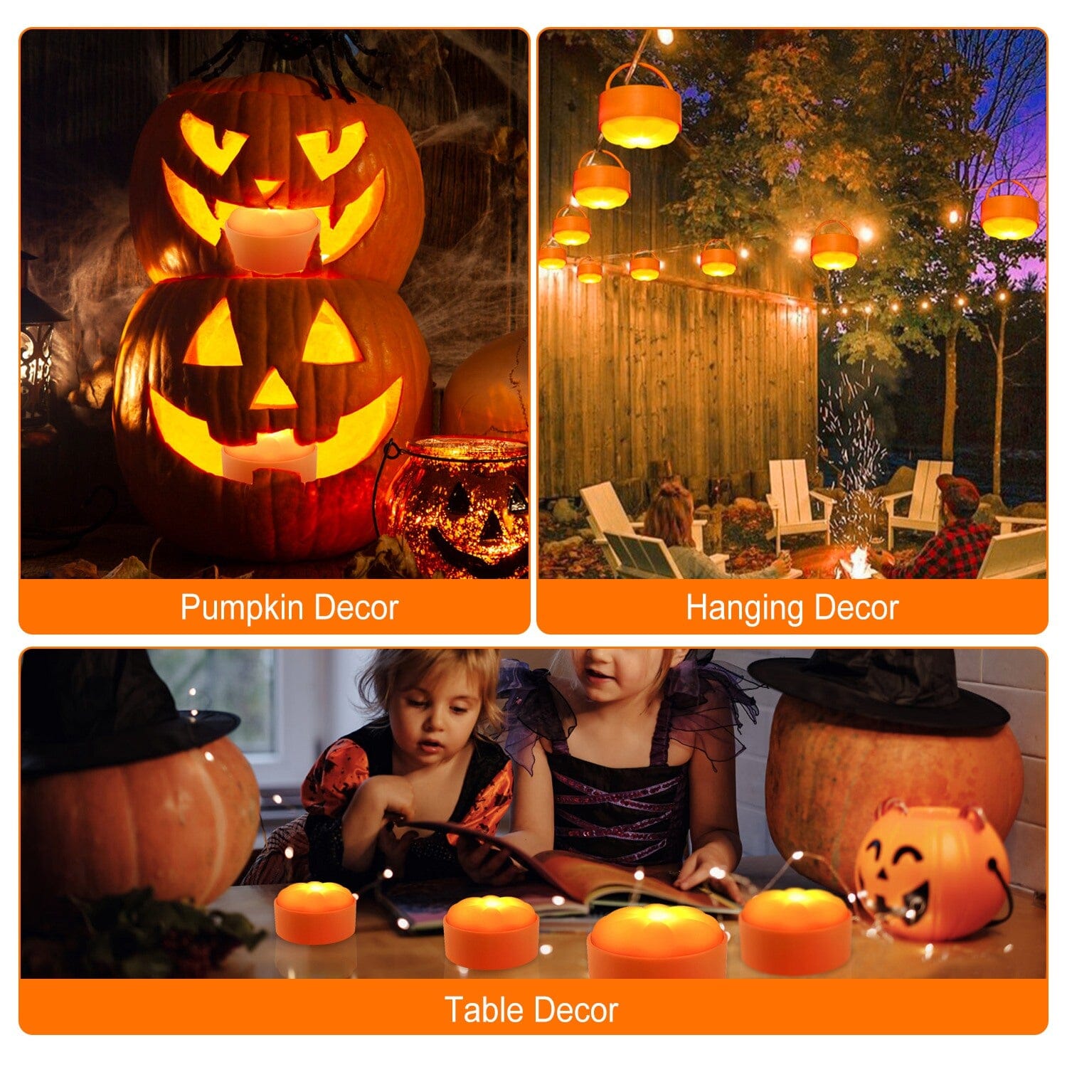 4-Pack: Halloween LED Pumpkin Lights Battery Operated with 2 Light Modes 4 Timer Setting __stock:50 Holiday Decor & Apparel refund_fee:1200 Warranty