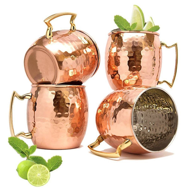 4-Pack: Hammered Copper Plated Moscow Mule Mug __stock:200 Kitchen & Dining refund_fee:1800