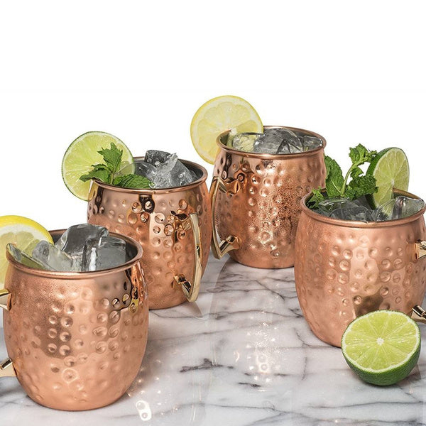 4-Pack: Hammered Copper Plated Moscow Mule Mug __stock:200 Kitchen & Dining refund_fee:1800