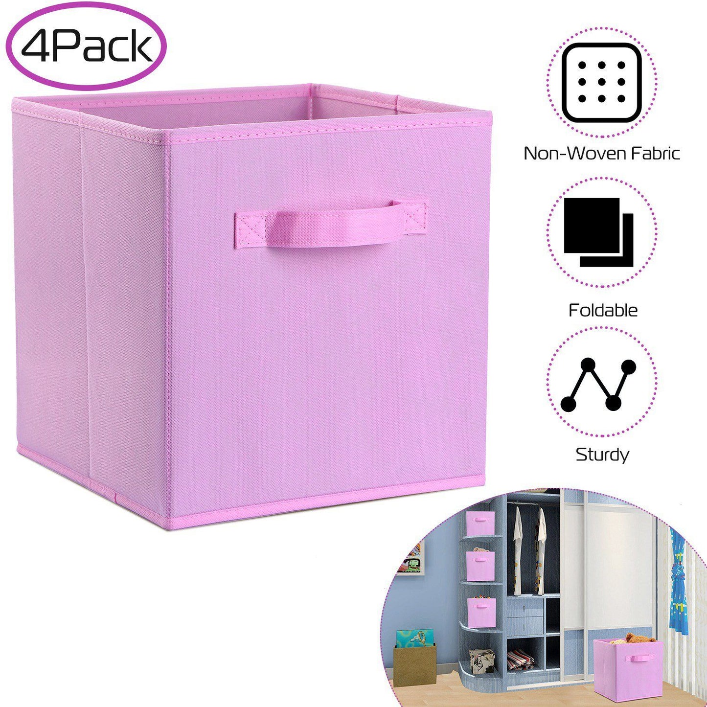 4-Pack: iMounTEK Foldable Storage Cube Bins Closet & Storage refund_fee:1200