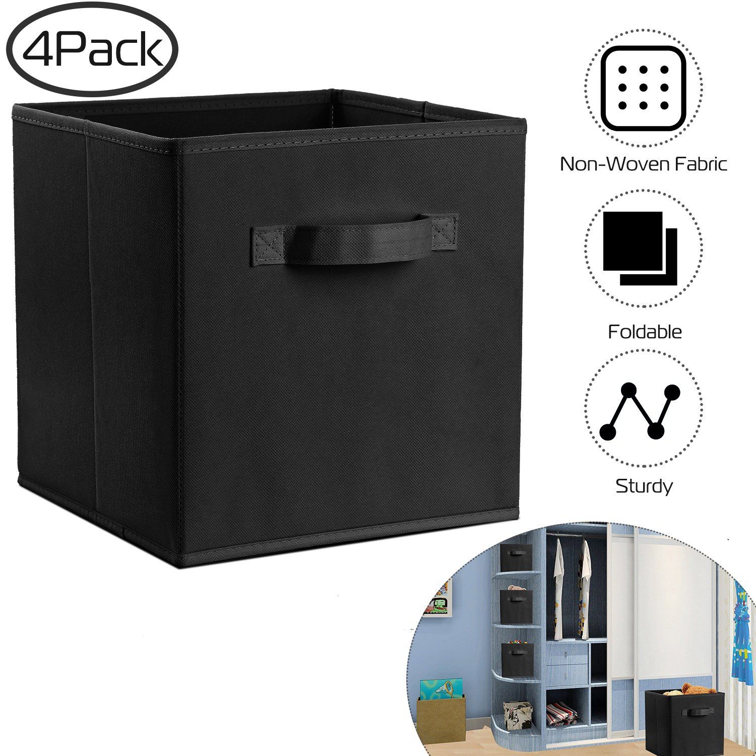 4-Pack: iMounTEK Foldable Storage Cube Bins Closet & Storage refund_fee:1200