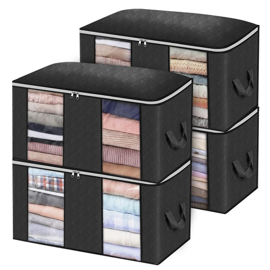 4-Pack: Large Capacity Clothes Organizer Black __stock:200 Closet & Storage refund_fee:1200